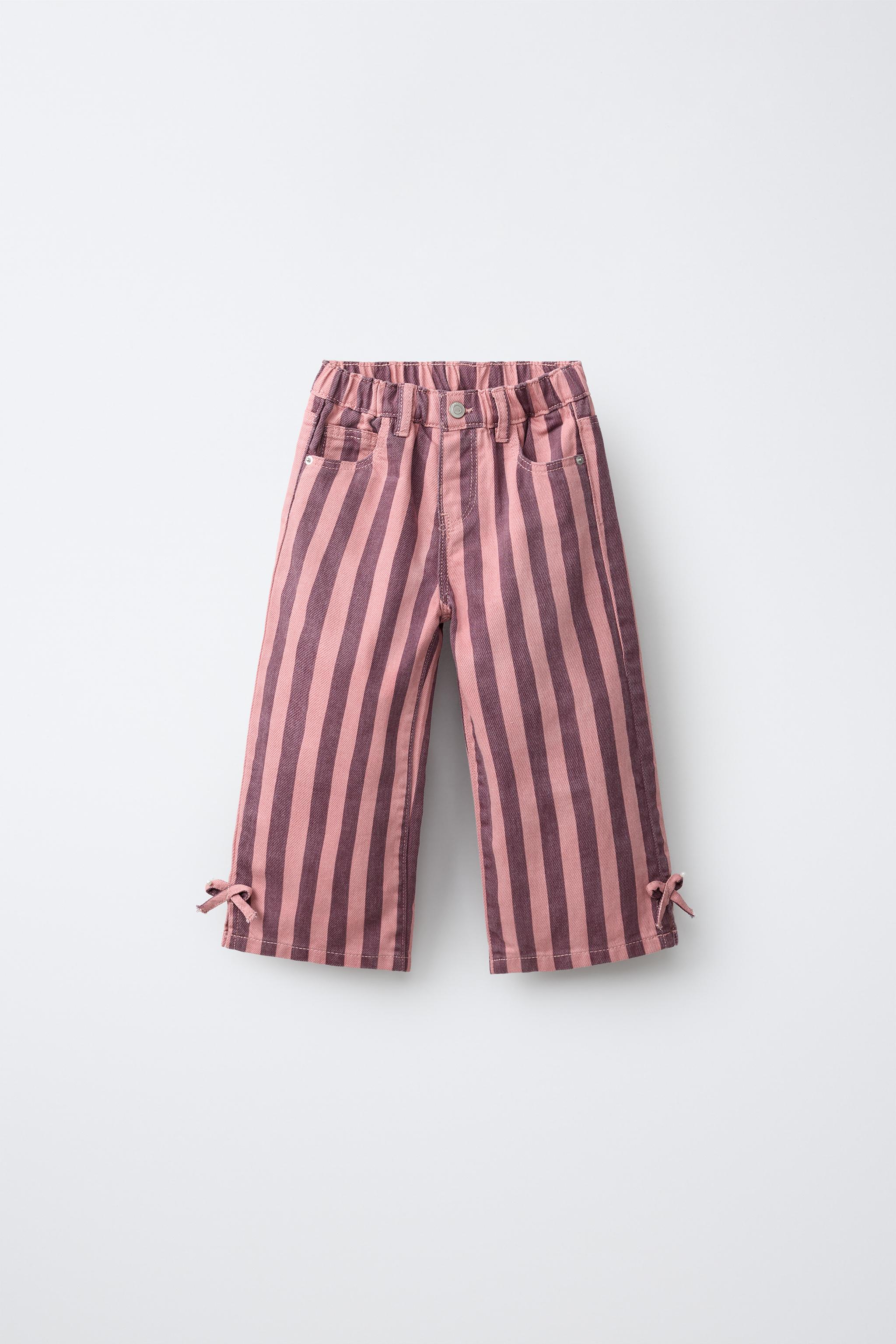 STRIPED CULOTTE JEANS WITH BOWS